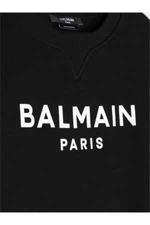 Cotton Sweatshirt Black BALMAIN PARIS KIDS | BS4R20Z0001930BC